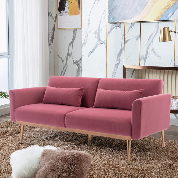 Pink velvet deals couch wayfair